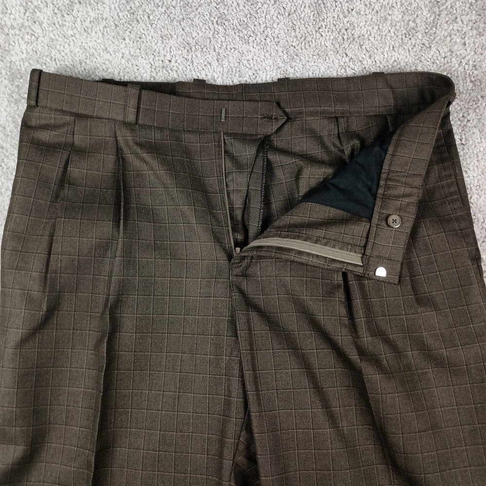 Rare Donear 38R 30W Mens Brown Windowpane Check Scottish Fashion 3 Piece Suit - Picture 11 of 16